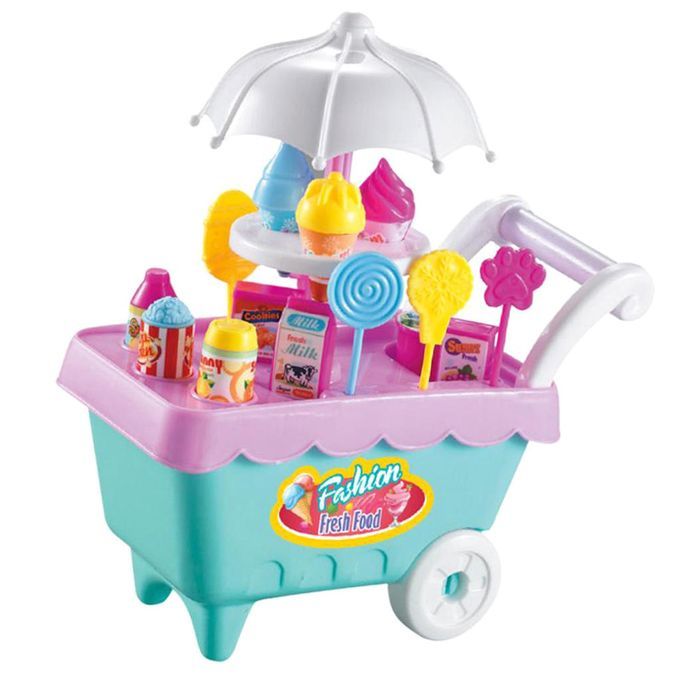 Ice  Cart Storage Playset 19Pcs W /, Kids Plastic