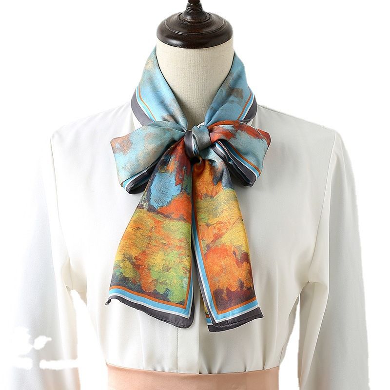 Luxury Silk Skinny Scarf Fashion Bag Handle Ribbon