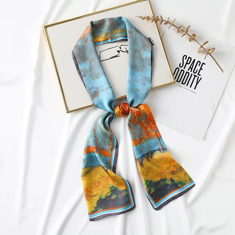 Luxury Silk Skinny Scarf Fashion Bag Handle Ribbon