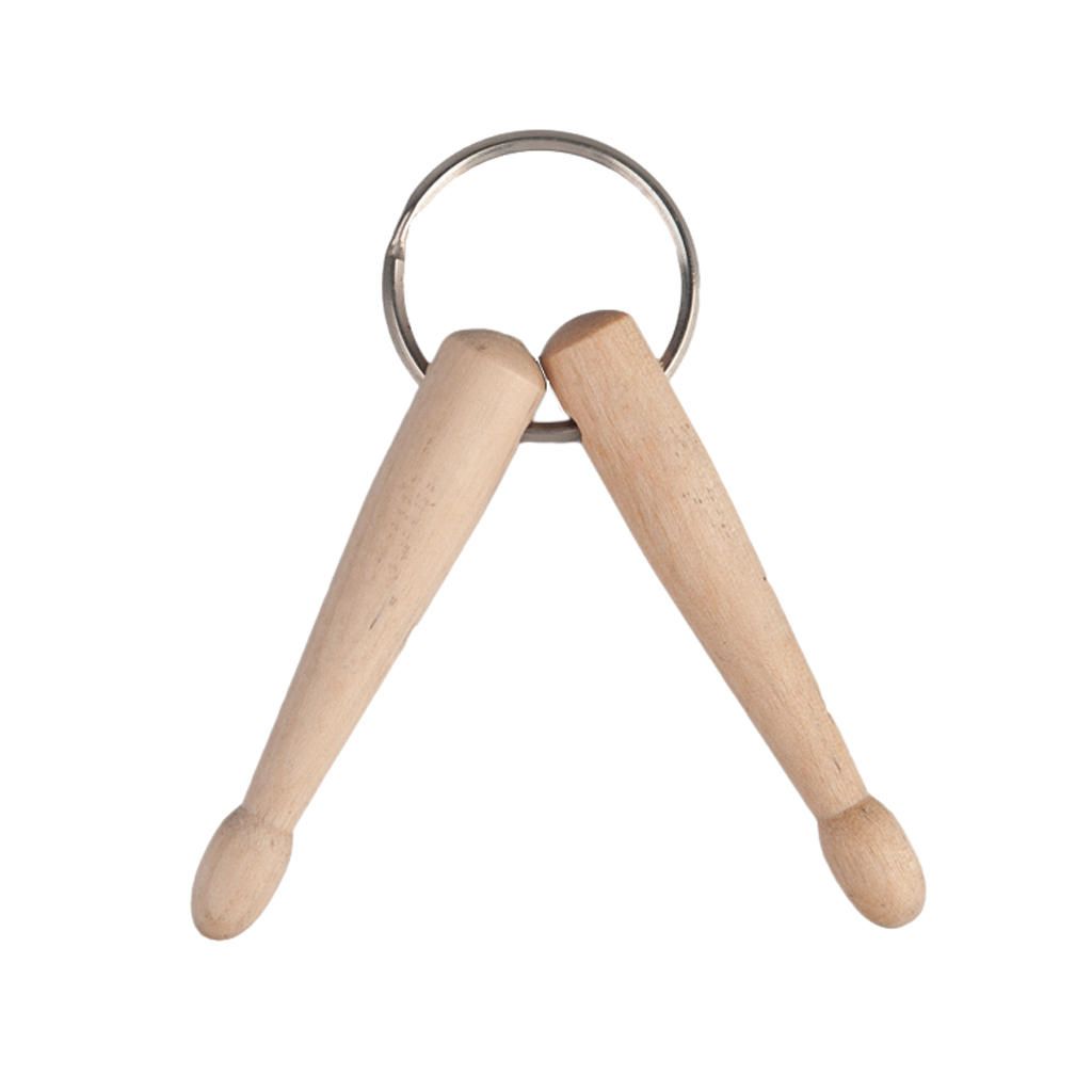 Mini Percussion Instrument Wooden Drum Sticks Keychain With 2