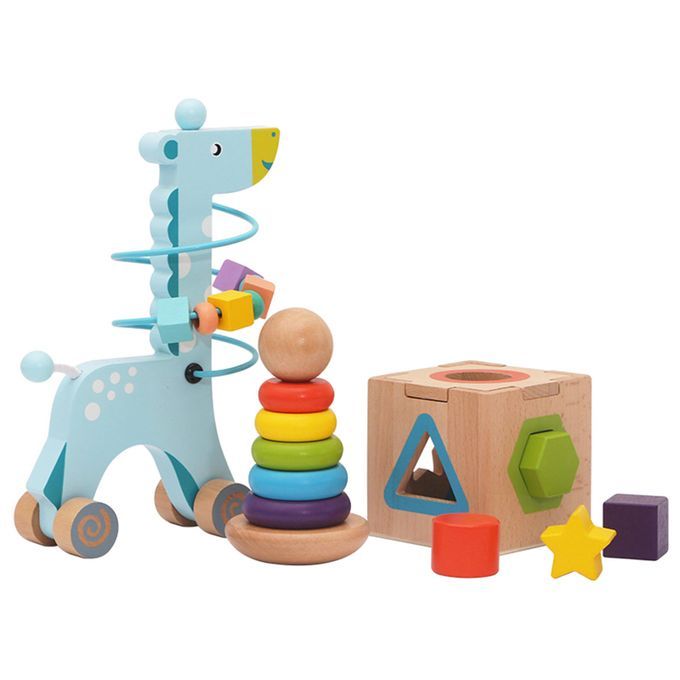 3Pcs/Set Wood Geometric Building Block Paired Stacking Educational