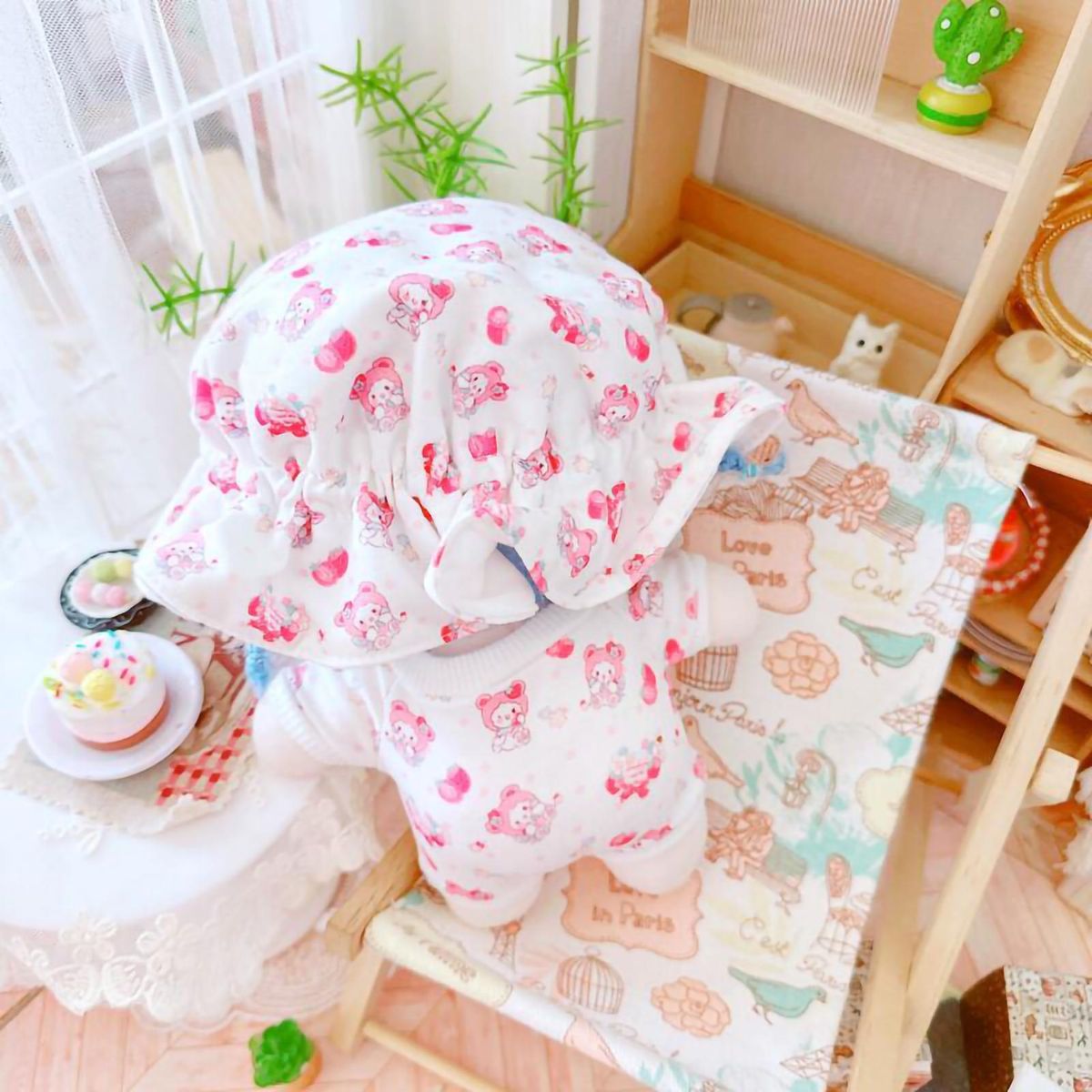 1 Set Doll Jumpsuit Dot Printed Bodysuit 20cm Cotton Doll Clothing Pink