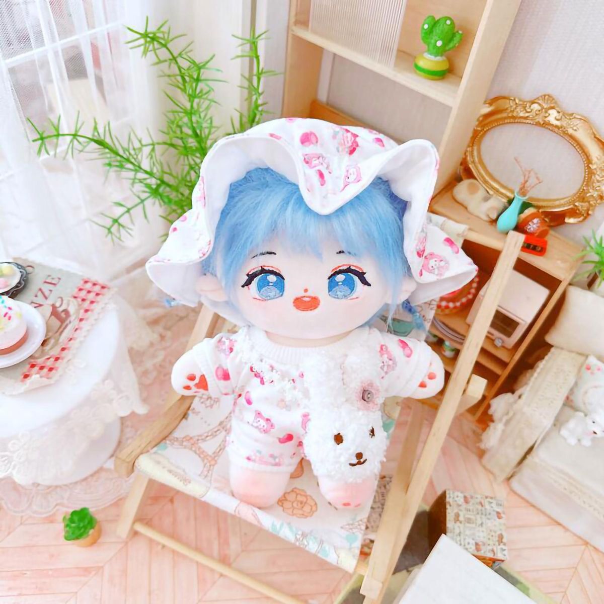 1 Set Doll Jumpsuit Dot Printed Bodysuit 20cm Cotton Doll Clothing Pink