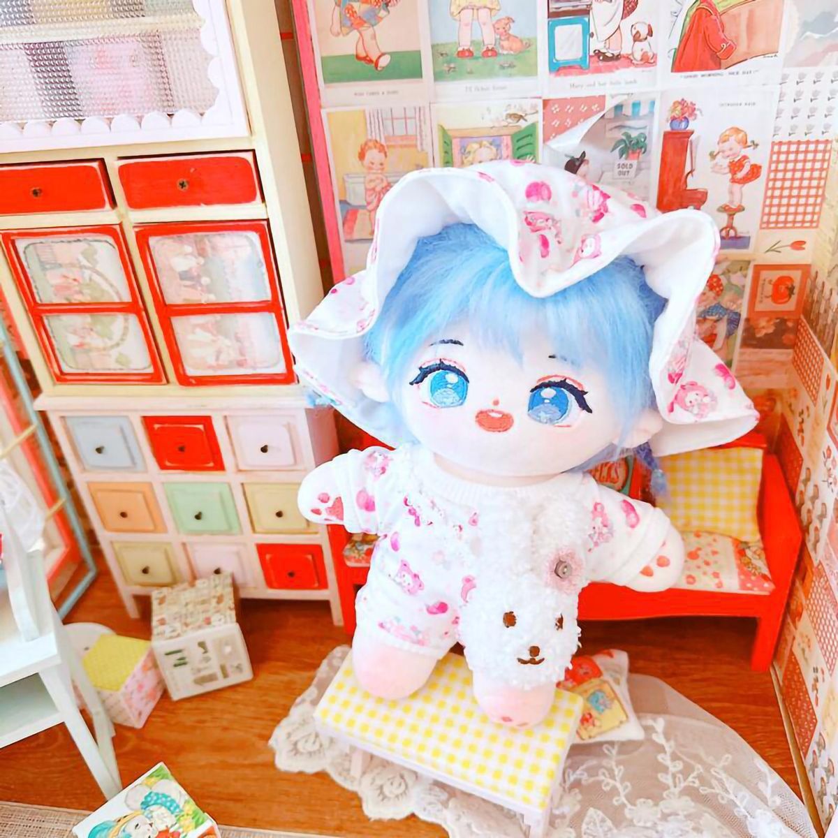 1 Set Doll Jumpsuit Dot Printed Bodysuit 20cm Cotton Doll Clothing Pink