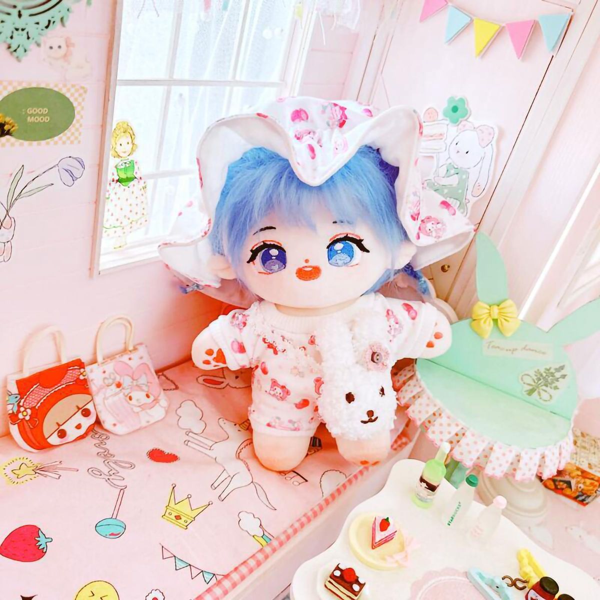 1 Set Doll Jumpsuit Dot Printed Bodysuit 20cm Cotton Doll Clothing Pink