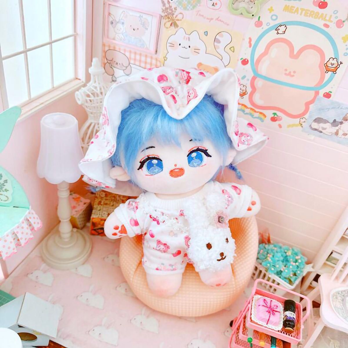 1 Set Doll Jumpsuit Dot Printed Bodysuit 20cm Cotton Doll Clothing Pink
