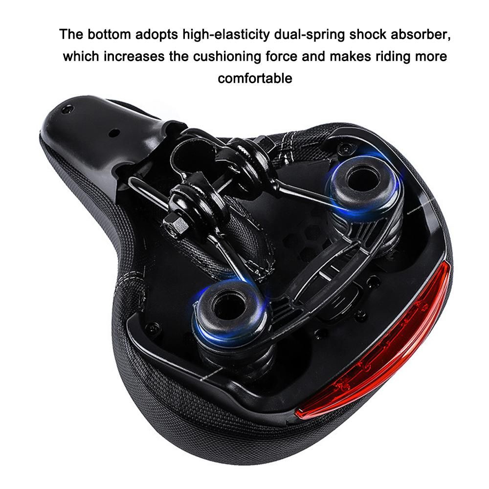 Bike Seat with Taillight Bicycle Saddle Dual Shock Absorbing Cushion Comfortable & Breathable for MTB Mountain Road Bike
