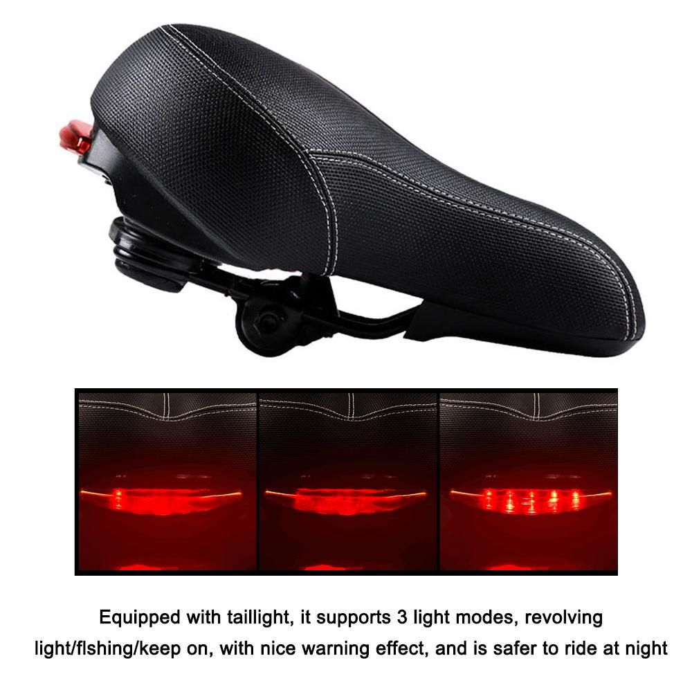 Bike Seat with Taillight Bicycle Saddle Dual Shock Absorbing Cushion Comfortable & Breathable for MTB Mountain Road Bike