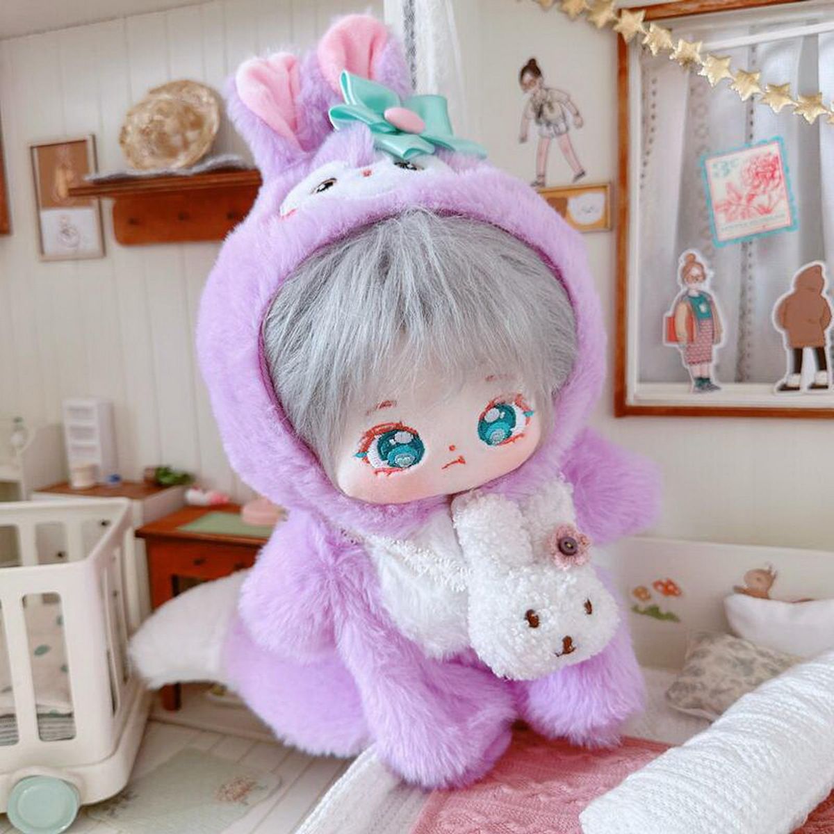 Doll Jumpsuit Playing House 20cm Doll Lovely Outfit Rompers Purple