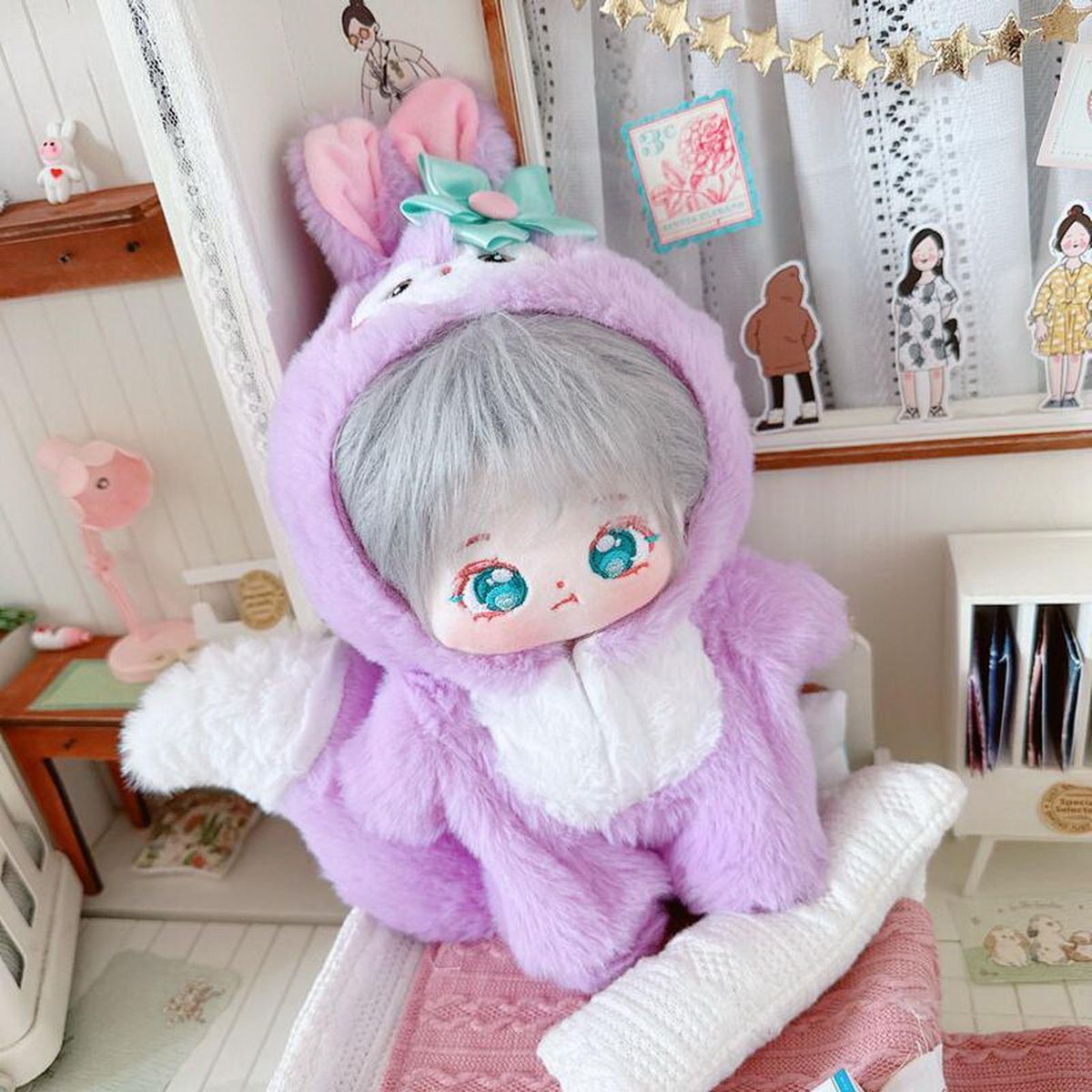 Doll Jumpsuit Playing House 20cm Doll Lovely Outfit Rompers Purple