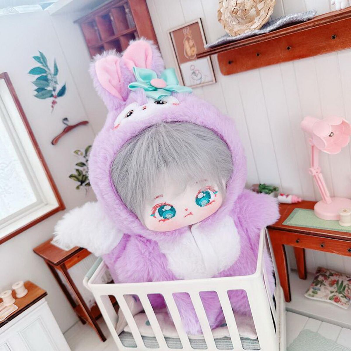 Doll Jumpsuit Playing House 20cm Doll Lovely Outfit Rompers Purple