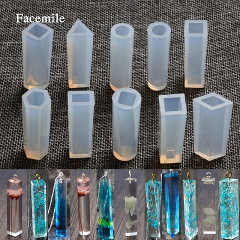 Facemile 3D Geometrical Silicone Mold Epoxy Resin Jewelry Mould Making DIY Liquid Silicone Necklace Pendant Charm Moulds Tool