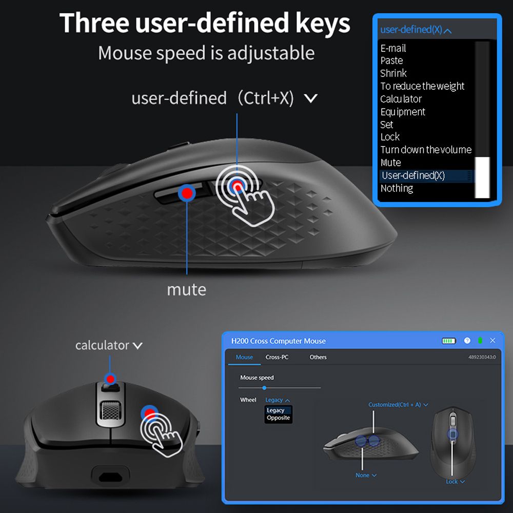 H200 2.4G Wireless Mouse Cross Computer Control Mice MX