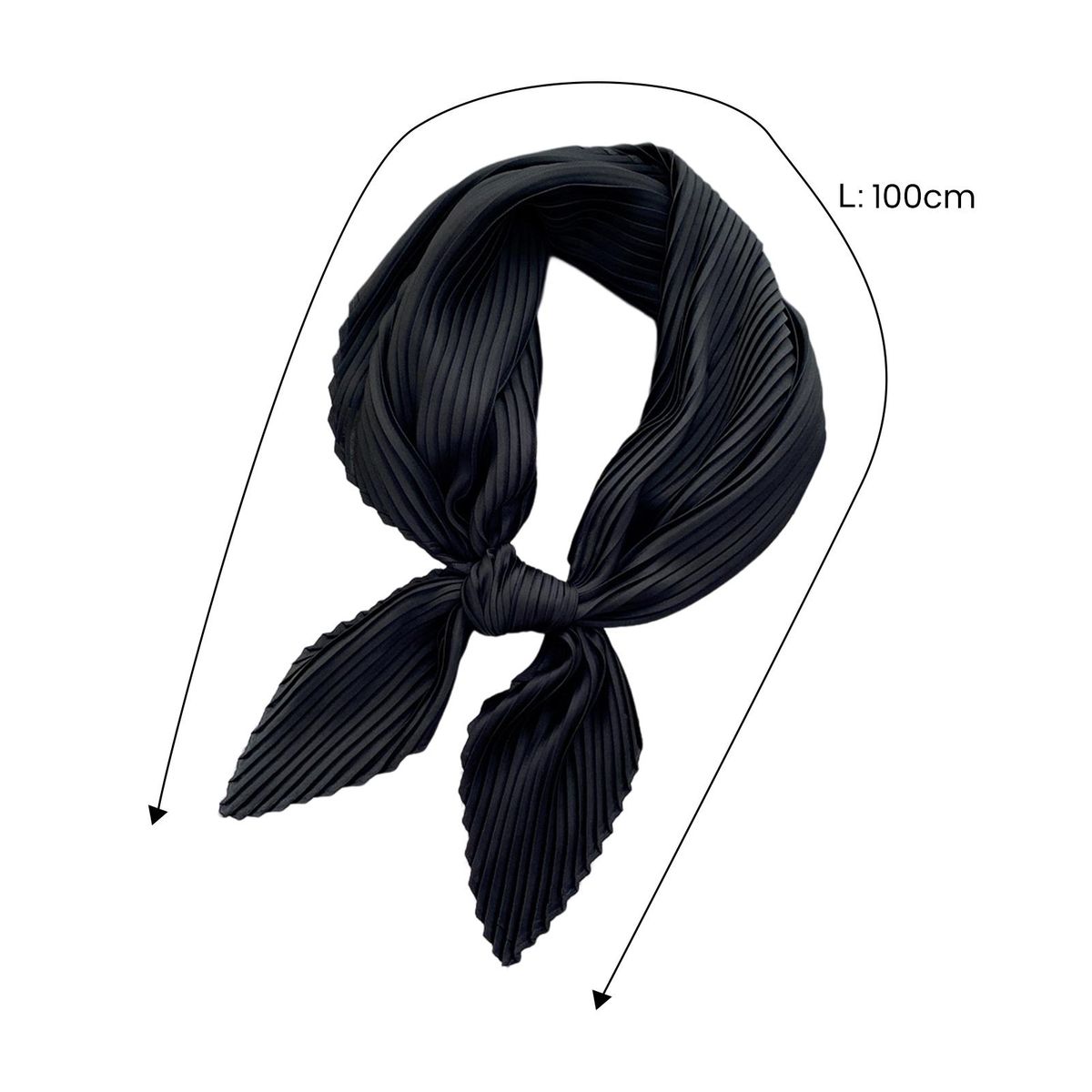 Women Square Scarf Plain Color Wavy Edge Pleated Neck-Blue