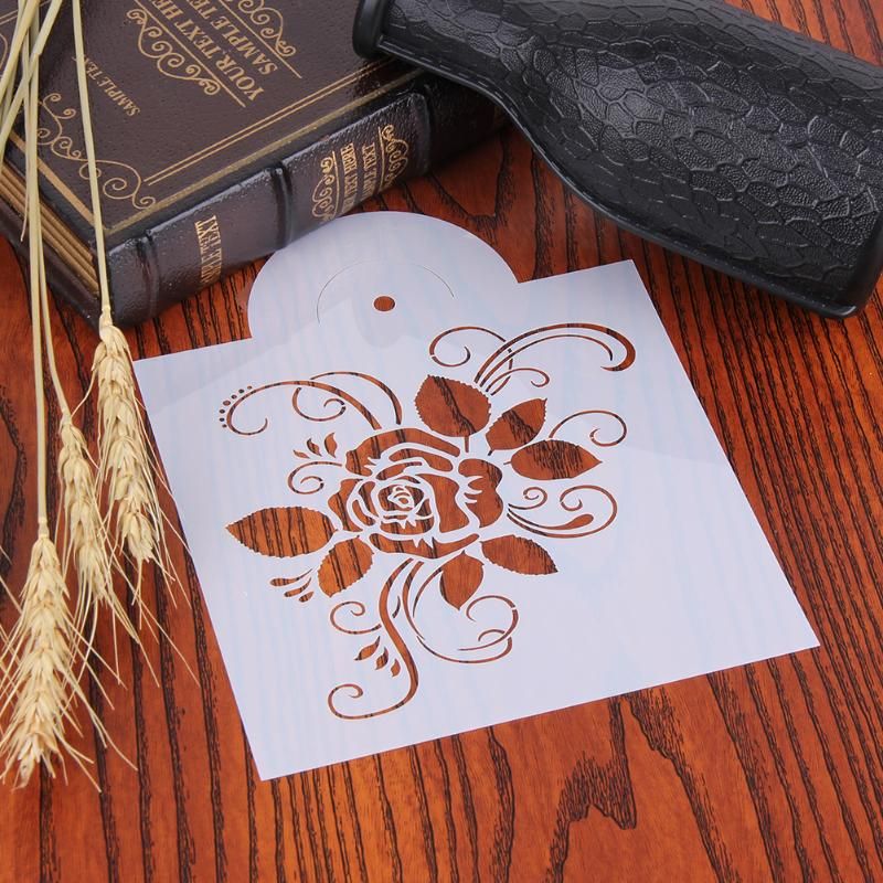 Reusable Rose Flower Stencils Birthday Airbrush Painting Art Coffee Cake Spray Mold DIY Decor Crafts