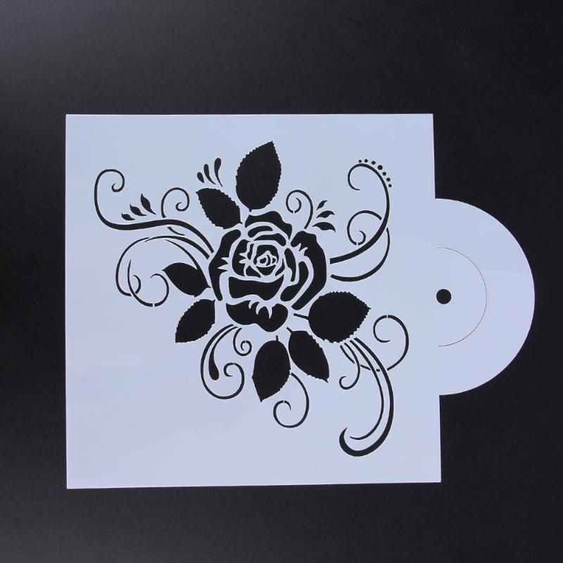 Reusable Rose Flower Stencils Birthday Airbrush Painting Art Coffee Cake Spray Mold DIY Decor Crafts