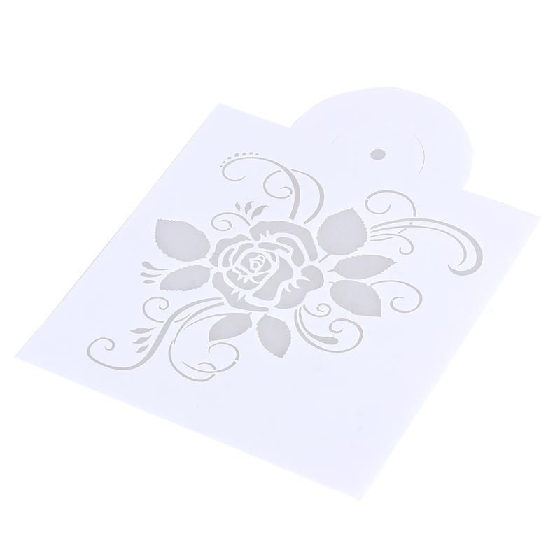 Reusable Rose Flower Stencils Birthday Airbrush Painting Art Coffee Cake Spray Mold DIY Decor Crafts