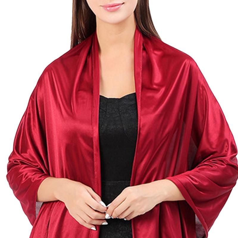 Bridesmaid Wrap Solid Color Smooth Ladies Pure-Jujube Red