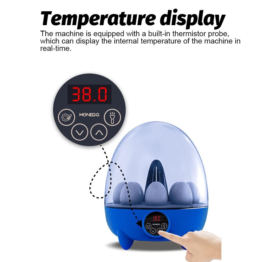 Incubators for Hatching Eggs 8 Egg Incubator with LED Light Temperature Control 360 Degree View Chicken Egg Incubators for Duck Goose Quail Bird for School/Home/Farm/Kids