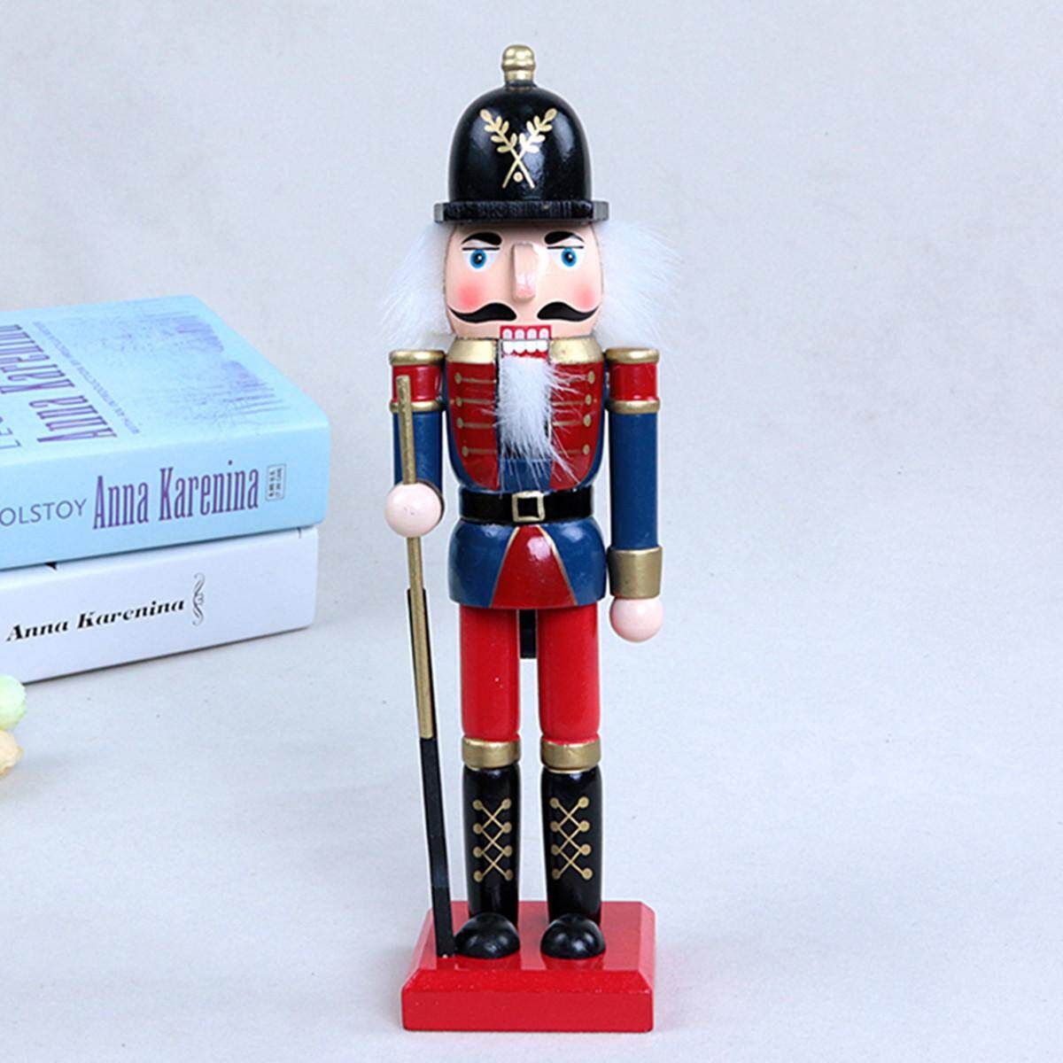 25CM Wooden Nutcracker Soldier Handcraft Walnut Puppet Toy Christmas Decor Spearman