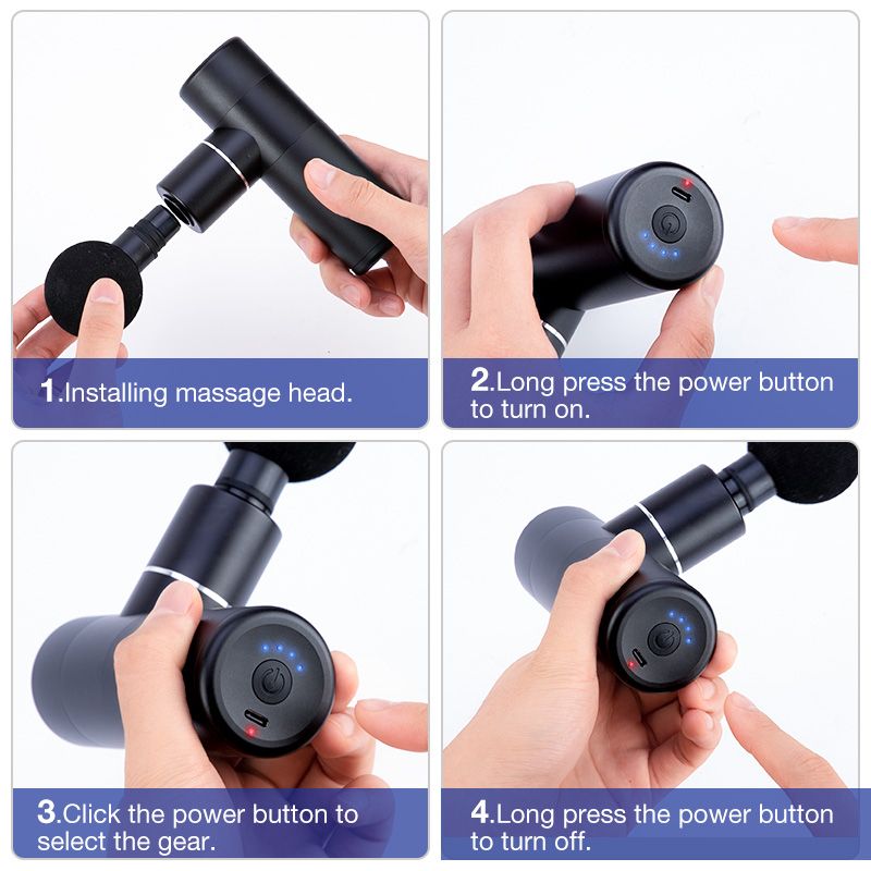 Muscle Massage Mini Gun Pocket Massager  Electric Trainer Therapy Body Recovery Theragun Relaxation Pain Relief-Black