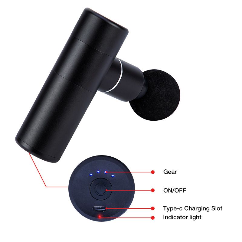 Muscle Massage Mini Gun Pocket Massager  Electric Trainer Therapy Body Recovery Theragun Relaxation Pain Relief-Black