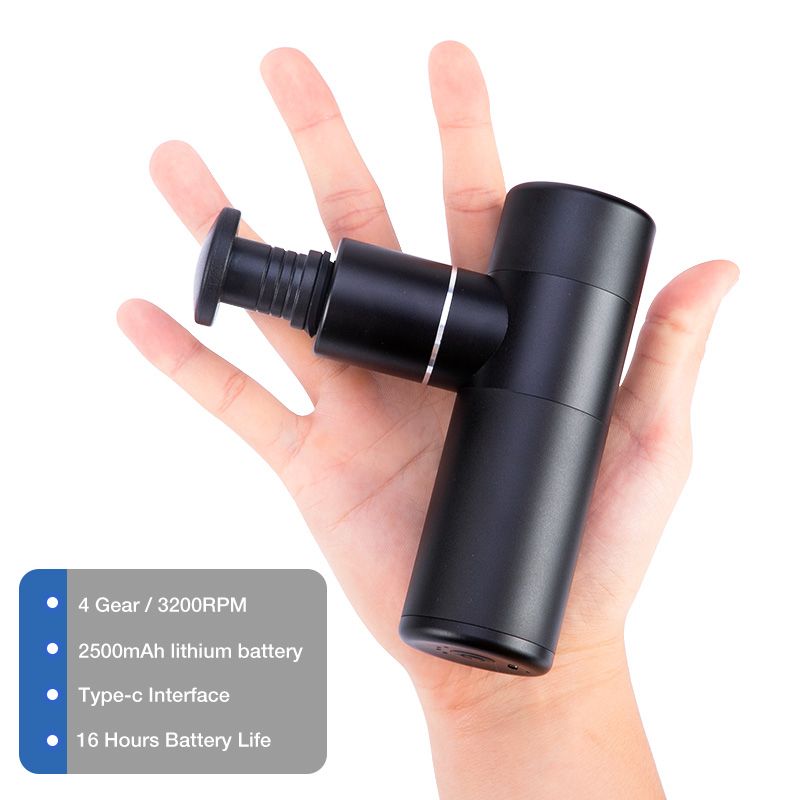 Muscle Massage Mini Gun Pocket Massager  Electric Trainer Therapy Body Recovery Theragun Relaxation Pain Relief-Black