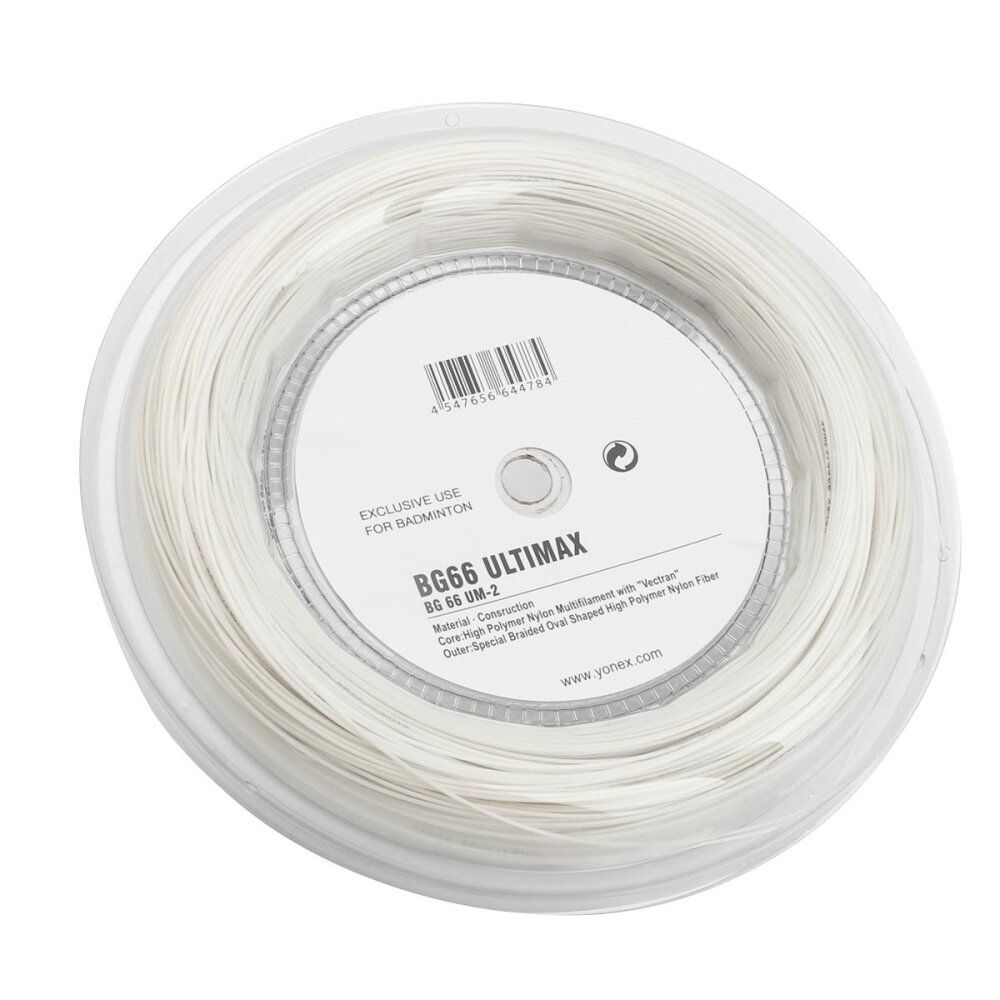 200M/656 Feet BG66 UM 0.65mm 22 Ga Reel Badminton Racquet String Coil Badminton White White (white)