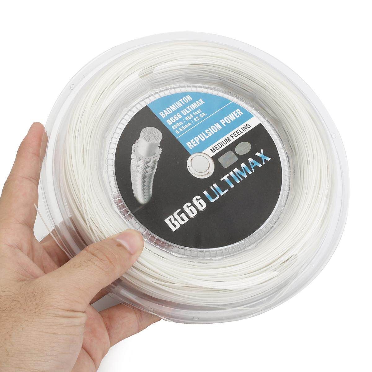200M/656 Feet BG66 UM 0.65mm 22 Ga Reel Badminton Racquet String Coil Badminton White White (white)