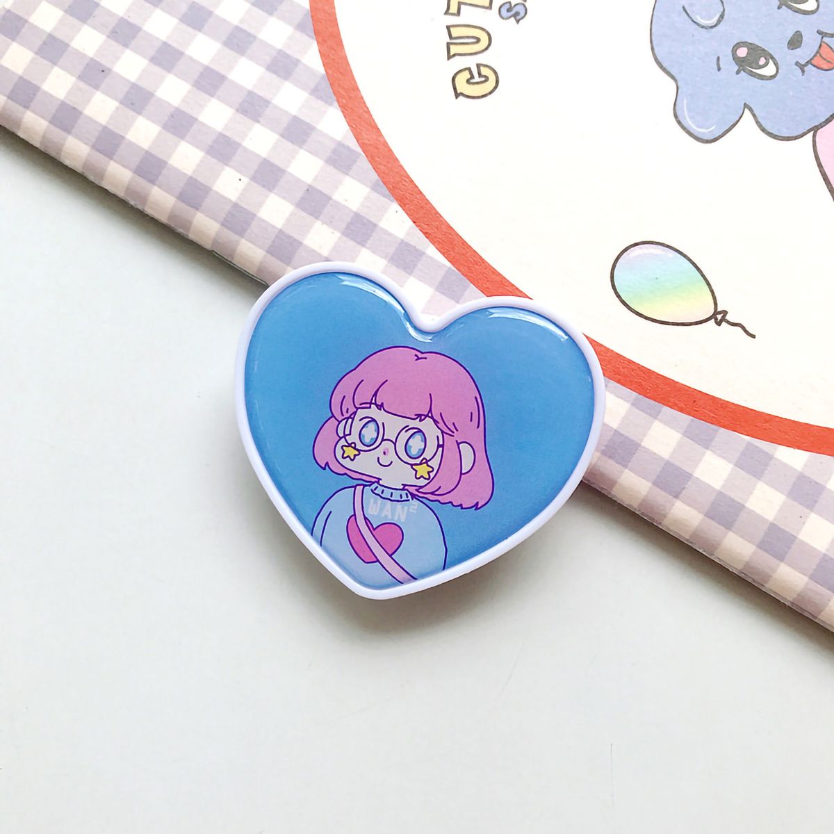 Heart Shaped Collapsible Phone Grip Holder Cute Rotatable