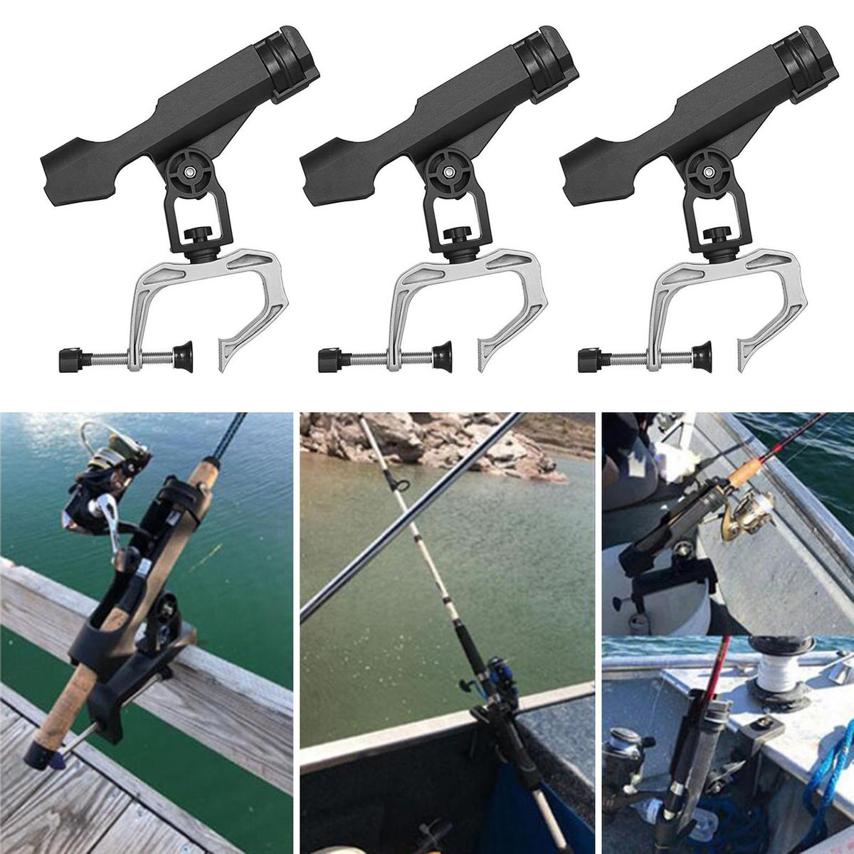 Easy Installation Fishing Rod Holder for Horizontalvertical Black