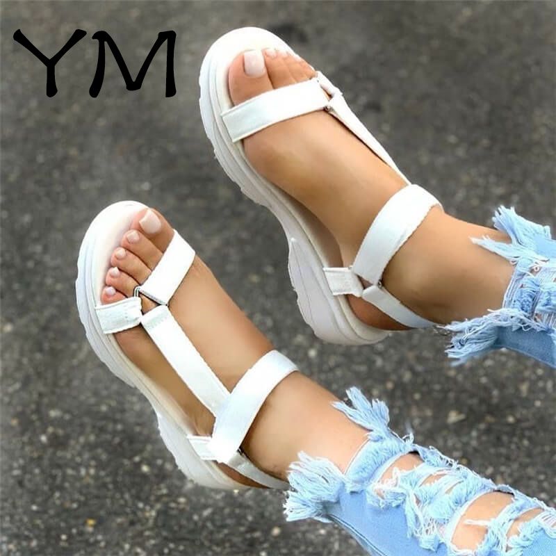 Big Size 43 Multi Colors Casual Shoes Woman Flat Dropship Comfortable Sandals Female Light Sandalias De Mujer(#Blue)