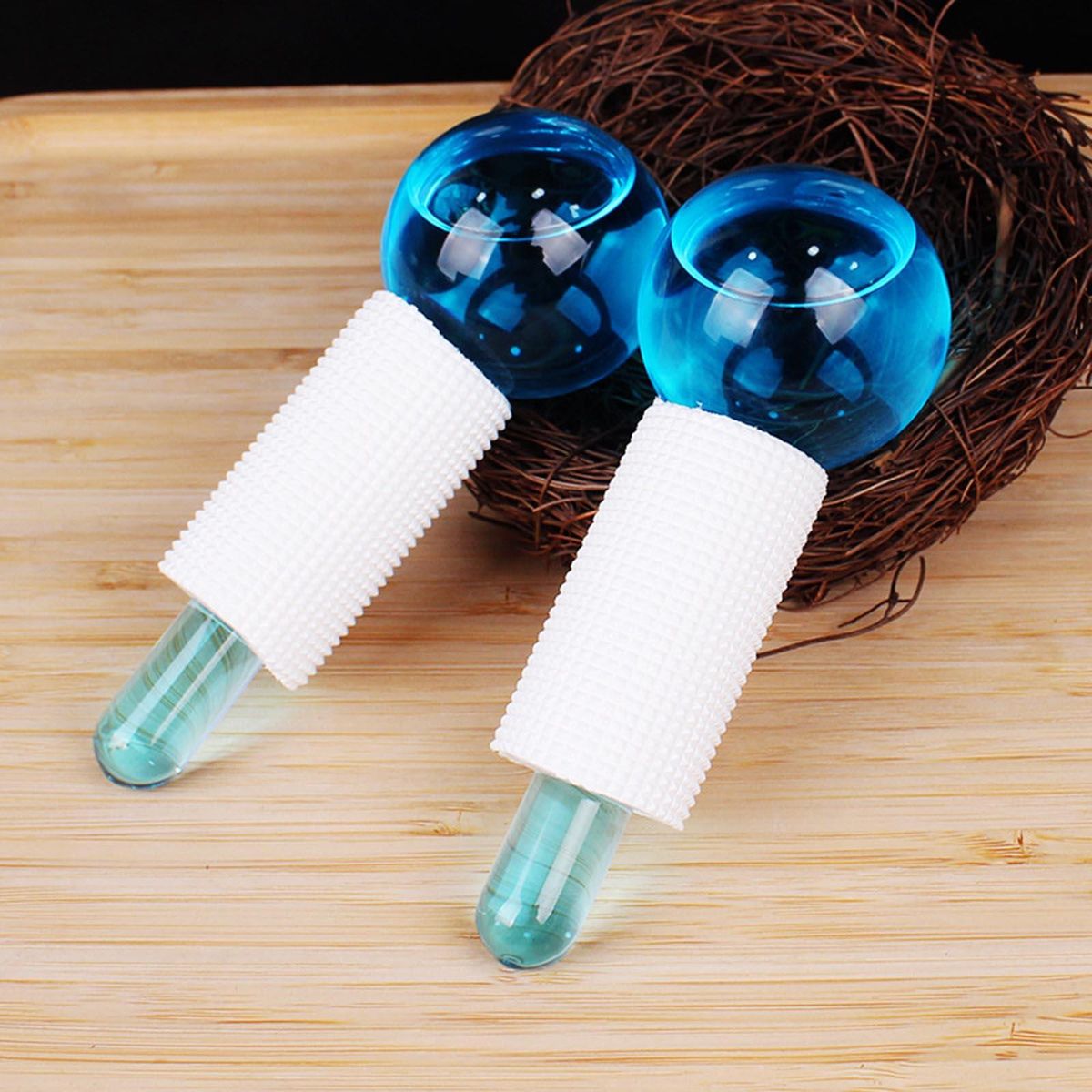 2PCS Ice Roller Globes Facial Roller Cold Skin Massagers Crystal Glass Ball for Redness Soothing Face Wrinkle Remover Beauty Care Tool