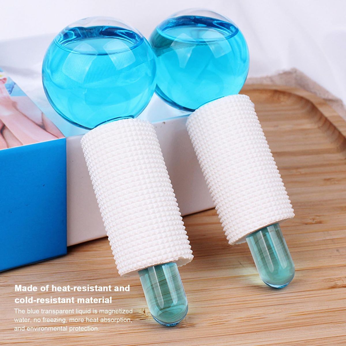 2PCS Ice Roller Globes Facial Roller Cold Skin Massagers Crystal Glass Ball for Redness Soothing Face Wrinkle Remover Beauty Care Tool