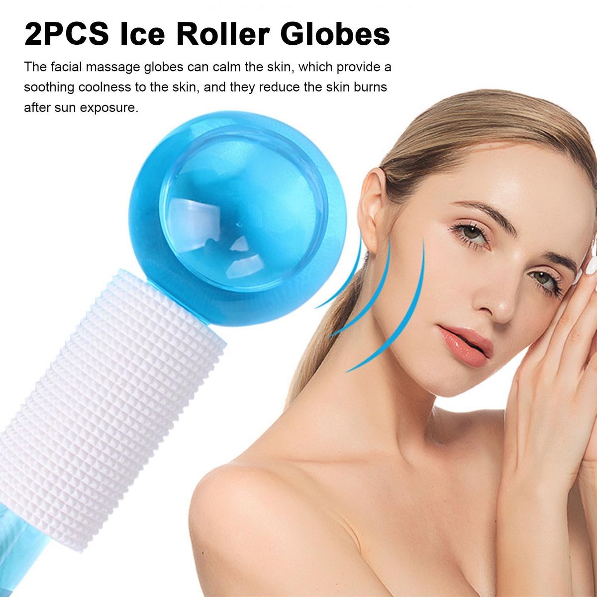 2PCS Ice Roller Globes Facial Roller Cold Skin Massagers Crystal Glass Ball for Redness Soothing Face Wrinkle Remover Beauty Care Tool