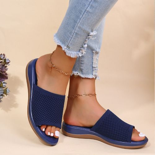 Ladies Fashion Sandals Platform Wedge Casual Slippers - Blue