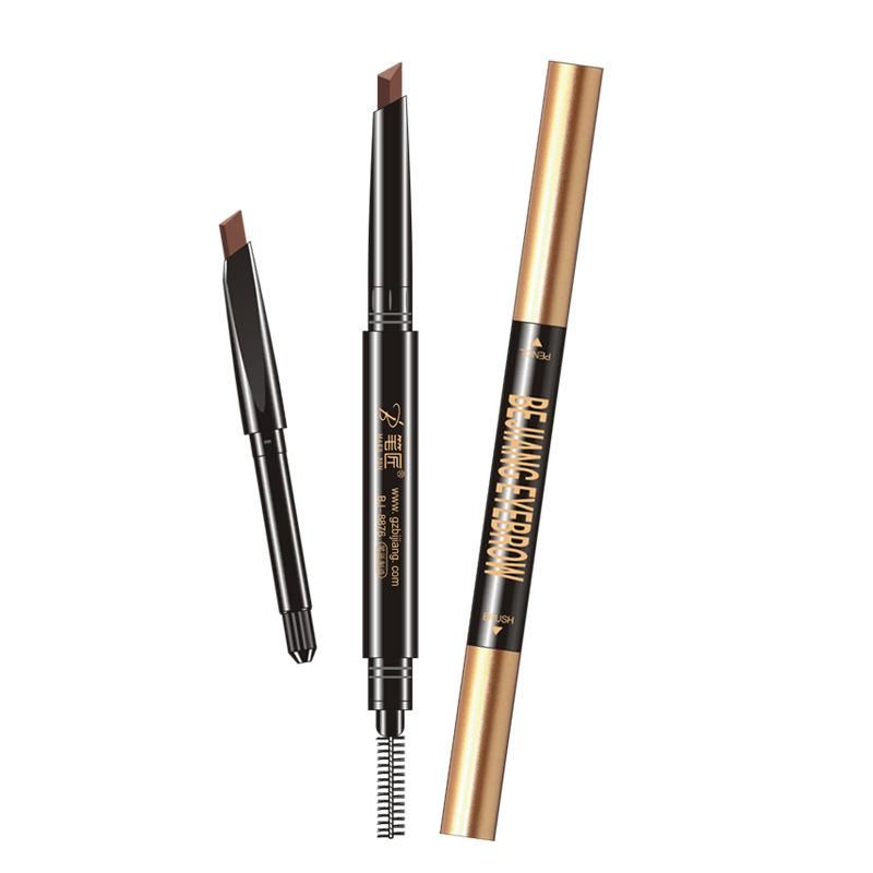 Pen Maker Double Core Automatic Eyebrow Pencil 5 Color Rotating Triangle Double Head Eyebrow Pencil Waterproof Smear-Proof with Brush with Replacement