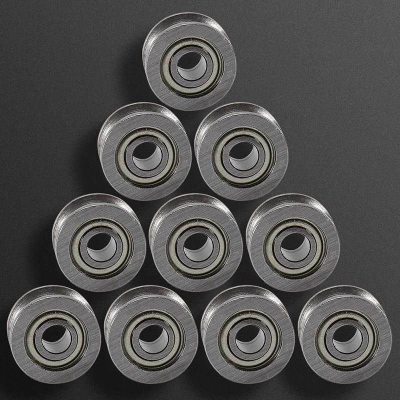 10pcs U Groove U624ZZ Carbon Steel Durable V Groove Ball Pulley for Rail Track Linear Motion