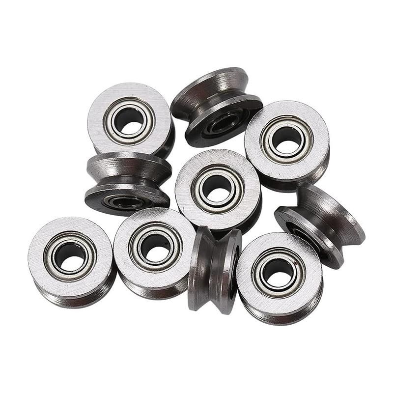 10pcs U Groove U624ZZ Carbon Steel Durable V Groove Ball Pulley for Rail Track Linear Motion