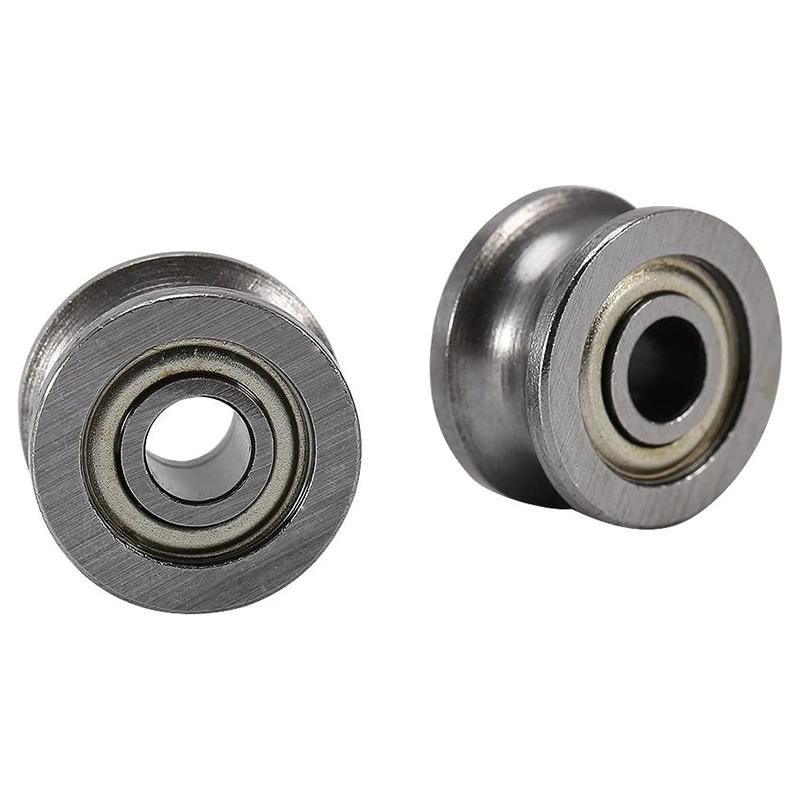 10pcs U Groove U624ZZ Carbon Steel Durable V Groove Ball Pulley for Rail Track Linear Motion