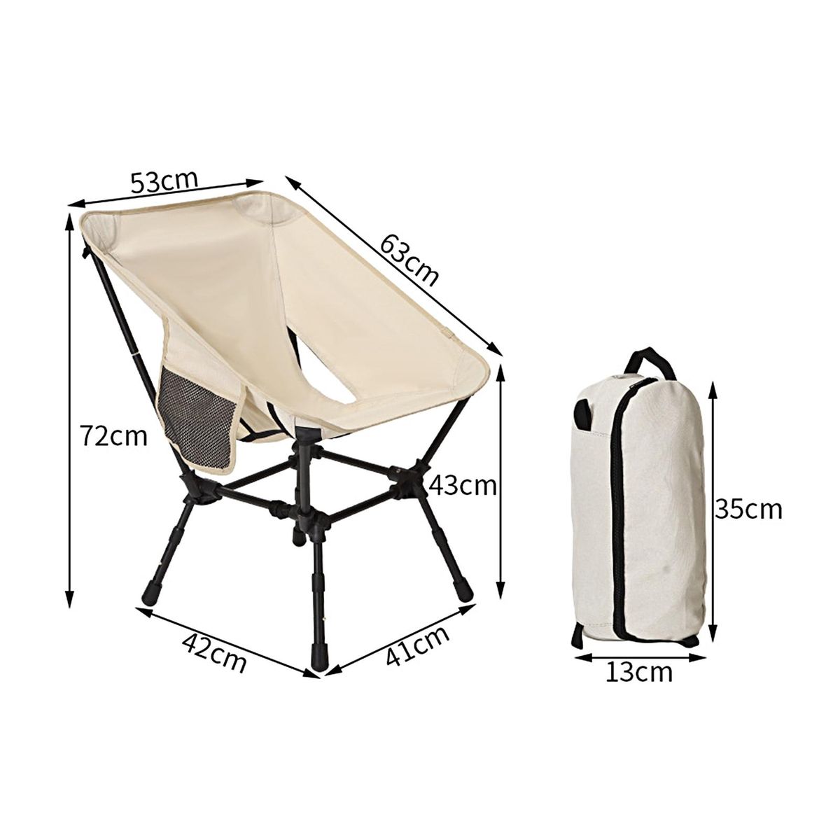 Camping Chair Outdoor Fishing Moon Chair Beige