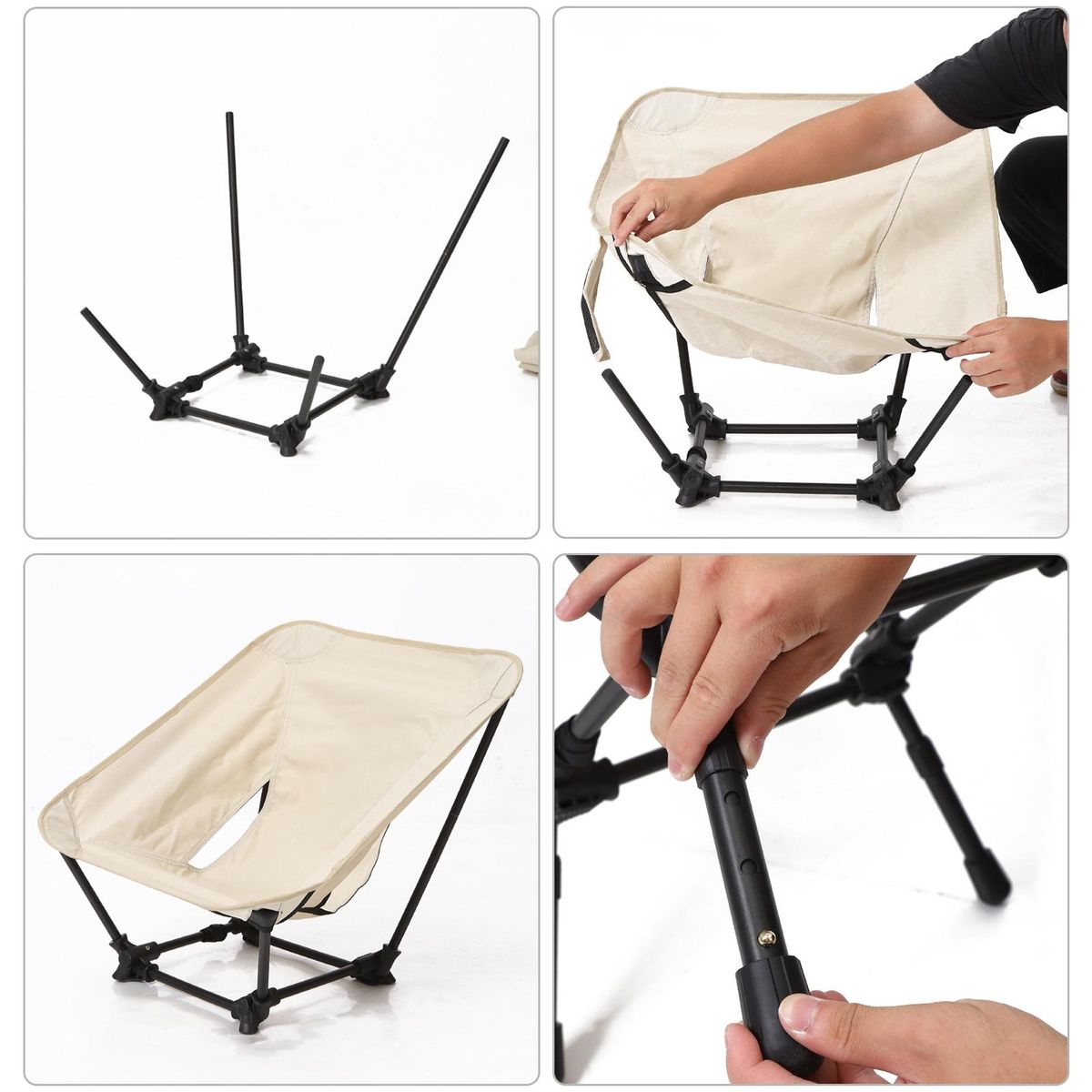 Camping Chair Outdoor Fishing Moon Chair Beige