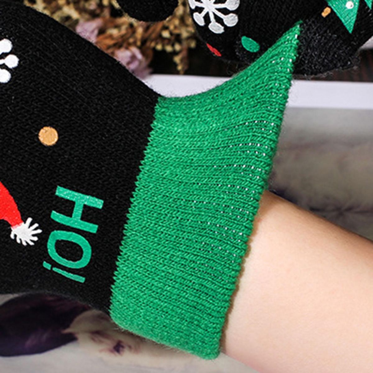 1 Pair Christmas Anti-pilling Stretchy Winter Black