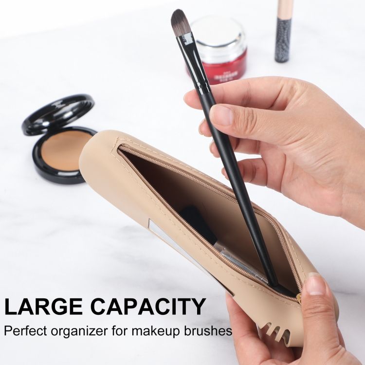 Silicone Cosmetic Brush Organizer Bag Black