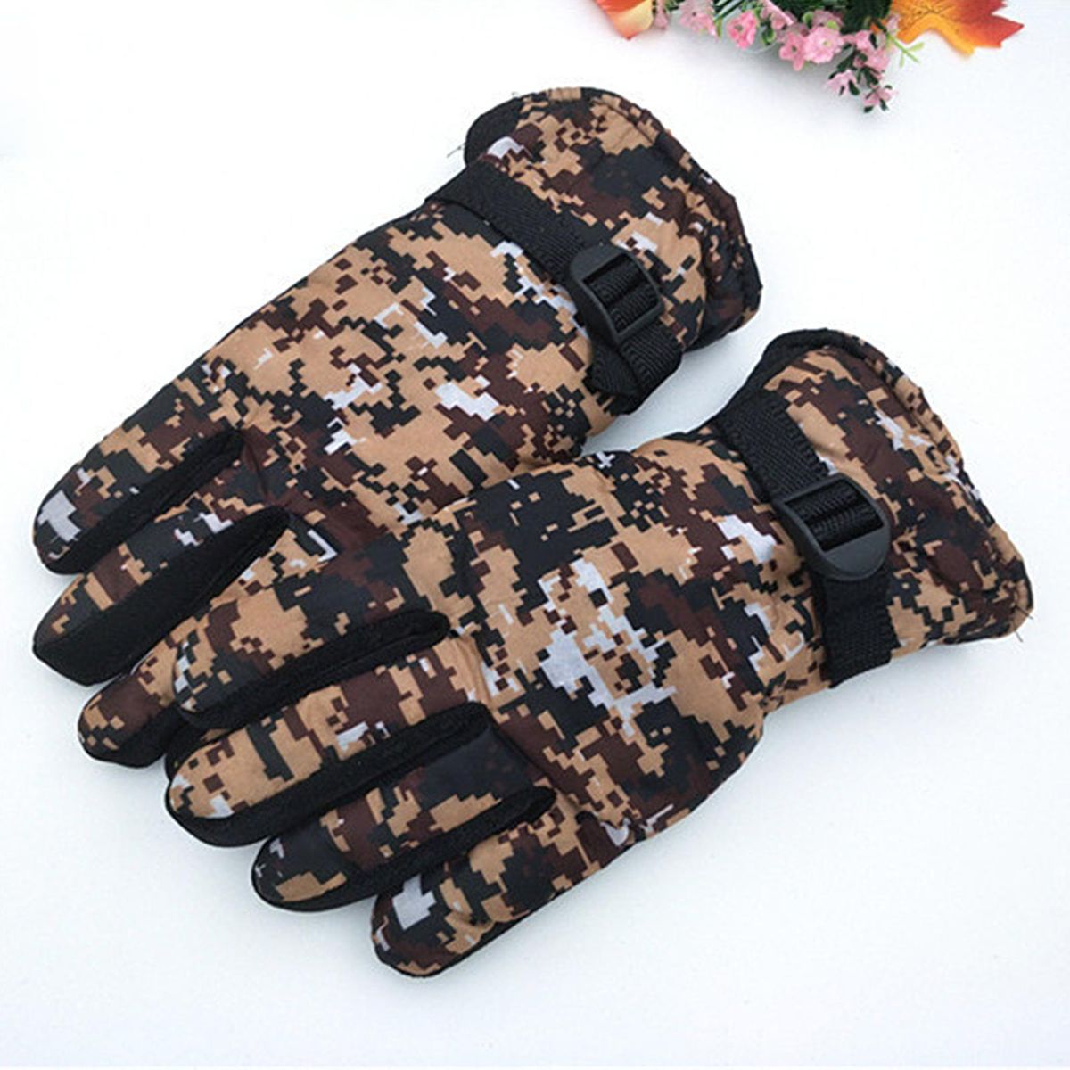 1 Pair Thermal Non-slip Full Fingers Thermal Brown