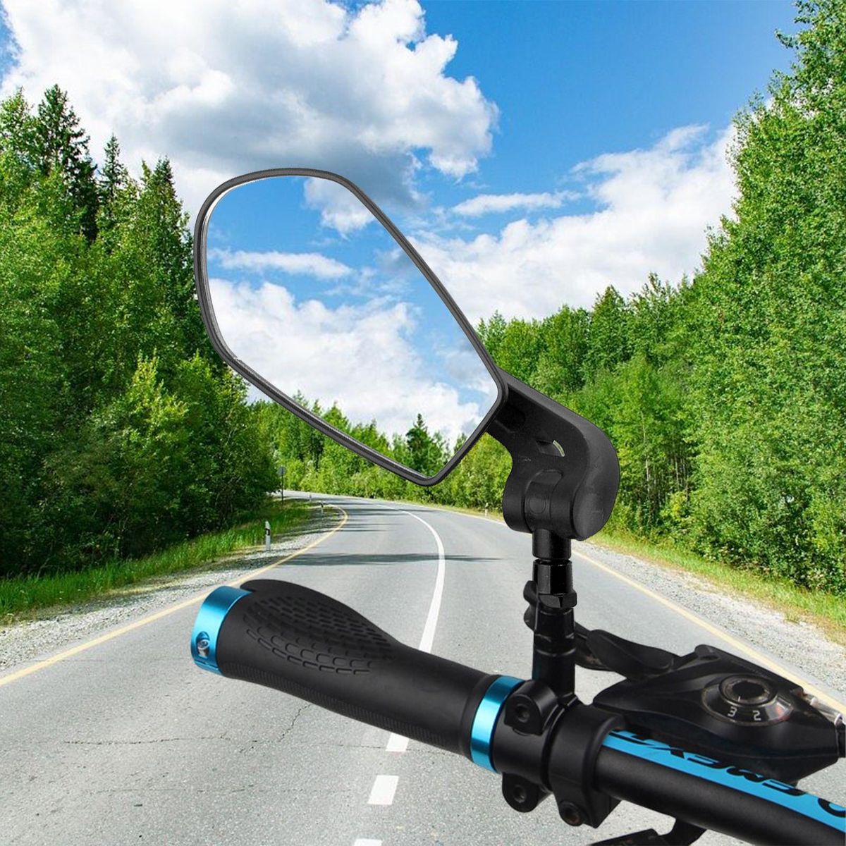 1 Pair Cycling Rearview Mirrors 360 Degree Rotatable Handlebar Mirrors Black