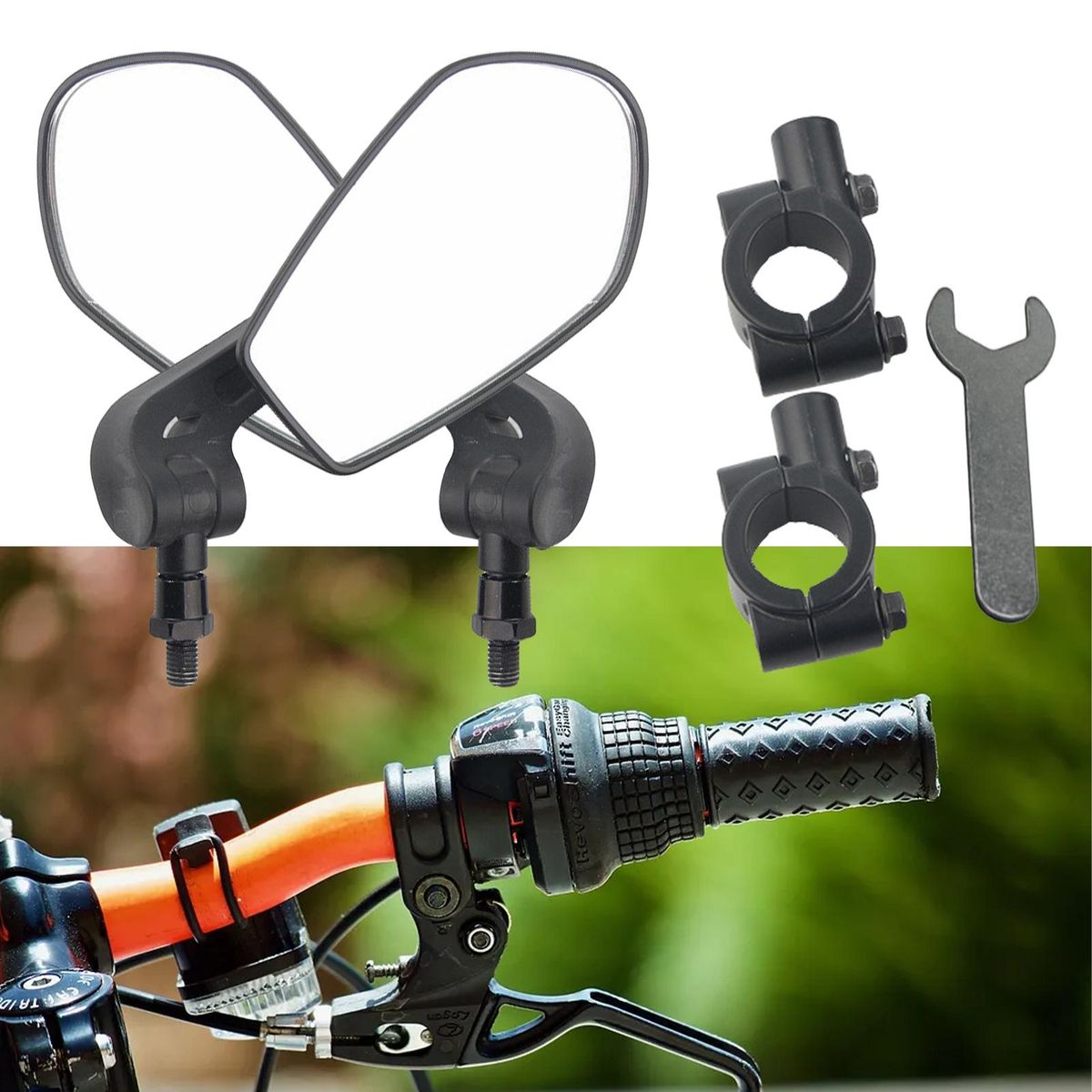 1 Pair Cycling Rearview Mirrors 360 Degree Rotatable Handlebar Mirrors Black