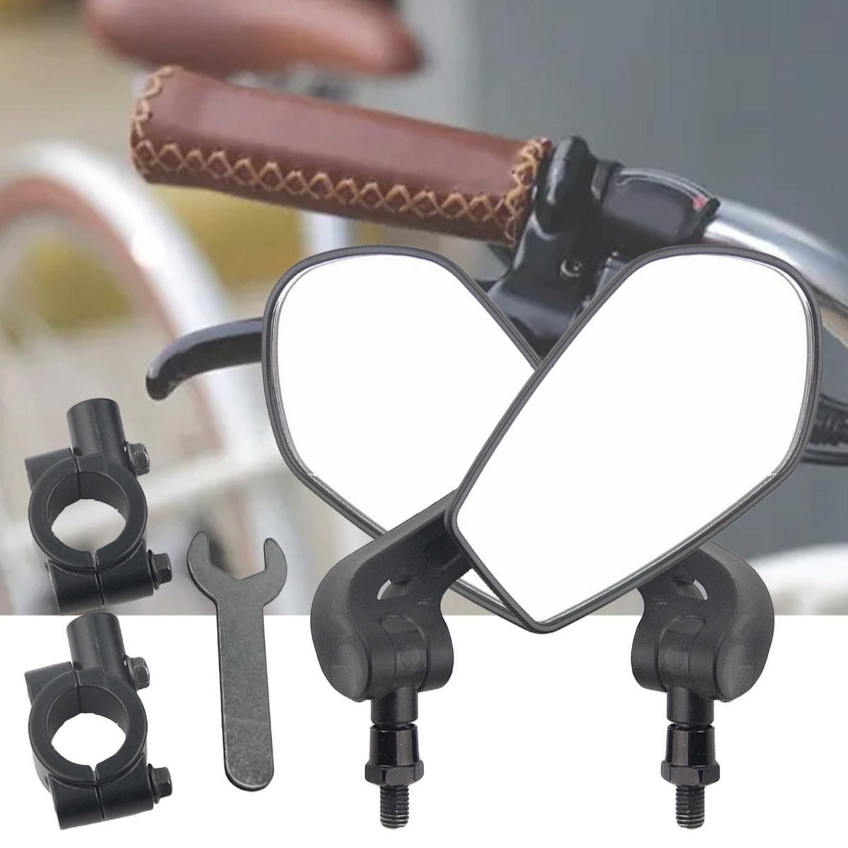 1 Pair Cycling Rearview Mirrors 360 Degree Rotatable Handlebar Mirrors Black