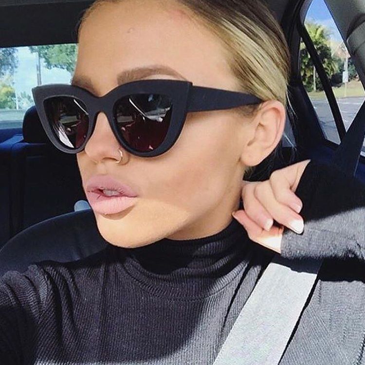 Cat Eye Mirrored Metal Frame UV400 Sunglasses For Women