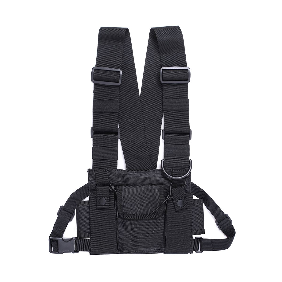 Mens Chest Rig Bag Front Pack Pouch Crossbody Running Backpack Black
